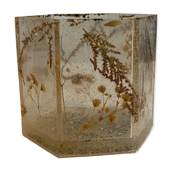 Gold, Cream & Black Resin Handmade Planter, Desktop Pen Holder, Trinket Holder - Picture 6 of 9